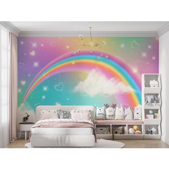 Çocuk Odası Duvar Kağıdı Renkli Gökkuşağı