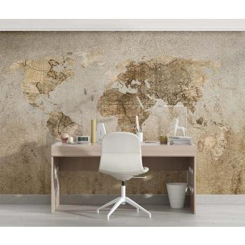 Dünya Haritası Eskitme Tarz Duvar Kağıdı 