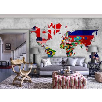Dünya Haritası Ülke Bayrakları Duvar Kağıdı