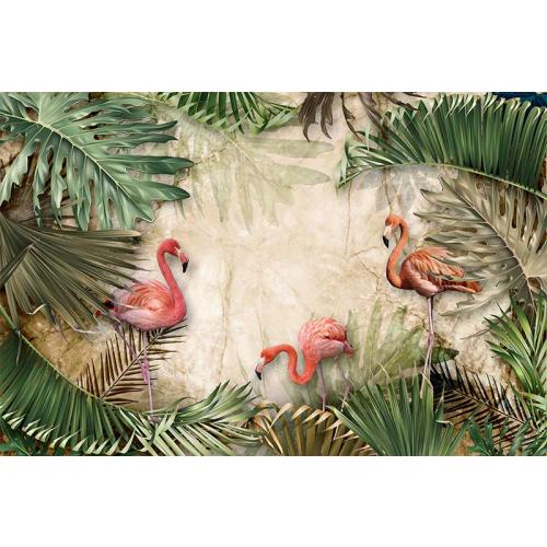 Flamingolar ve Tropik Yapraklar  250X170 CM