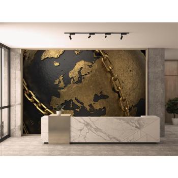 Gold Renk Dünya Haritası Duvar Kağıdı