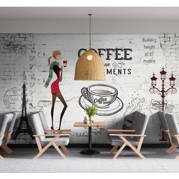 Kahve - Coffee Salonları için Özel Tasarım Duvar Kağıdı