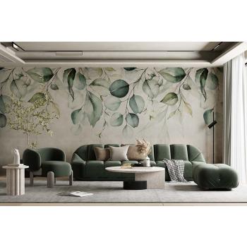 Özel Tasarım Soft Renk Yapraklar Duvar Kağıdı