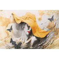 Sarı Şapkalı Kadın 3 Boyutlu Duvar Kağıdı 300x200 cm