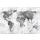 Siyah - Gri - Beyaz Dünya Haritası Duvar Kağıdı