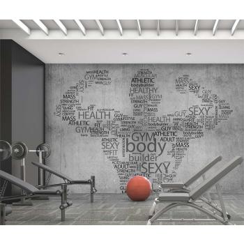 Spor - Fitness Salonu Yazılı Özel Tasarım Duvar Kağıdı 