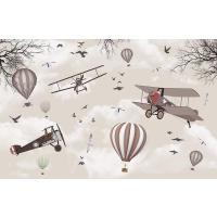 Uçaklar ve Balonlar Çocuk Odası Duvar Kağıdı 250x170 cm